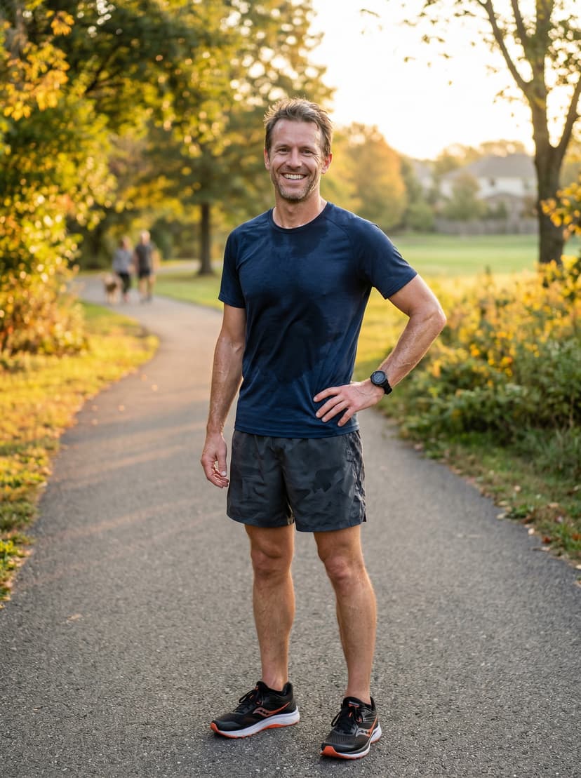 Fit man on a morning run after successful GLP-1 weight loss journey